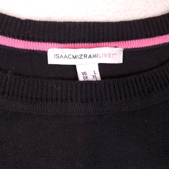 Isaac Mizrahi Live Black Long Sleeve Crew Neck Sweater - Picture 2 of 4